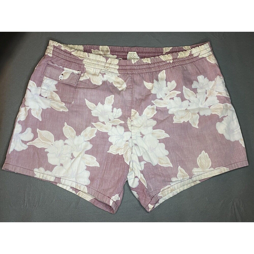 Barefoot In Paradise Womens Shorts‎ Large Light Burgundy Floral Aloha Hawaiian